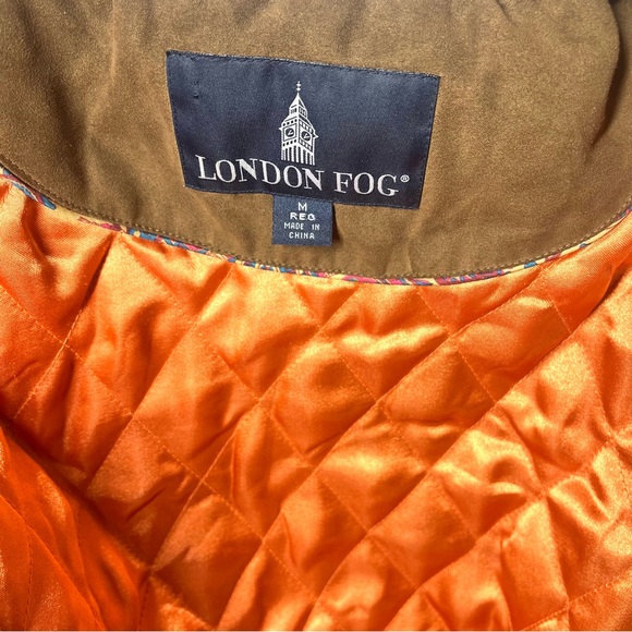Women's London Fog Suede Jacket- Orange Quilted Lining. Size Medium - Picture 9 of 15